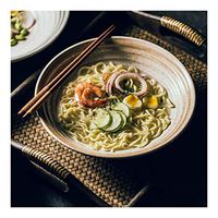 Bowl Bucket Bowl Japanese-Style Home Large Soup Bowl Creative Commercial Noodle Restaurant Special Ceramic Bowl Household tableware, retro bowl (Color : Blue, Size : 24245.5CM)
