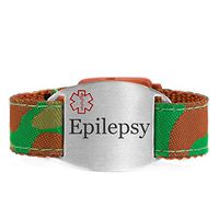 StickyJ USA Pre-Engraved Epilepsy Medical Bracelet with Camo Strap