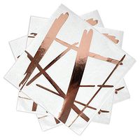 100 Rose Gold Copper Foil Cocktail Napkins, Disposable Decorative Napkins for Birthday Bridal Baby Shower Wedding Dessert Cake Table Party Supplies, 3-Ply,Unfolded 10 x 10 inches, Folded 5 x 5 inches