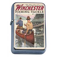 Perfection In Style Silver Flip Top Oil Lighter Vintage Fishing Design 011