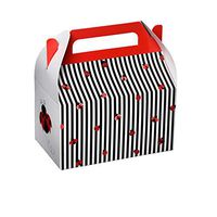 Hammont Paper Treat Boxes - Party Favors Treat Container Cookie Boxes Cute Designs Perfect for Parties and Celebrations 6.25" x 3.75" x 3.5" (10 Pack) (Ladybug)