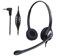 Wantek Telephone Headset with Noise Cancelling Microphone, Binaural Wired Office Phone Headsets 2.5mm Jack for Cordless Phones Panasonic AT&T ML17929 RCA Vtech Uniden Dect Cisco SPA Polycom(F602J25P)