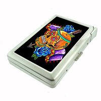 Metal Cigarette Case with Built In Lighter Skull-091