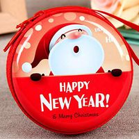 Cascabar Round Portable Christmas Coin Purse Cash Box - Bluetooth Headset Carrying Case,USB Cable Keys Jewelry Small Items Organizer