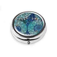 Pill Box - Lizimandu Compact 3 Compartment Medicine Case, Pill Box for Pocket or Purse (2-Green Flower)