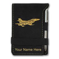 Mini Notepad, Fighter Jet 1, Personalized Engraving Included (Black)