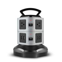 TNP Power Strip with USB Surge Protector - 6 AC Outlet + 4 USB Port Charger Charging Station Power Supply Adapter Multi Socket Plug Powerstrips Bar Stand Tower, Individual Switch, 6FT Extension Cord