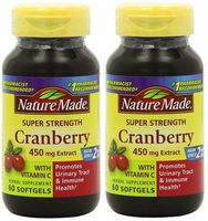 Nature Made Super Strength, Cranberry (450 Mg Extract) with Vitamin C, 60 Softgels 2 PACK