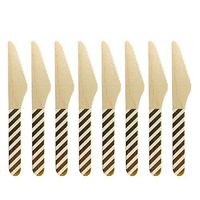 Happyyami 8 Pcs Disposable Wooden Cutlery Wooden Knives Forks Spoons Wedding Birthday Party Flatware