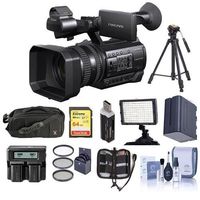 Sony HXR-NX100 Professional Compact Camcorder - Bundle with 64GB U3 SDHC Card, Spare Battery, 62mm Filter Kit, Video Light, Tripod, Video Bag, Dual Charger, Cleaning Kit, Card Reader, Memory Wallet