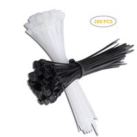 UUSHER Wire Ties, Thin Zip Ties 8 inch Combo Pack of 200 Pcs Self-Locking Cable Ties Multipurpose Strong Nylon Ties in Black and White