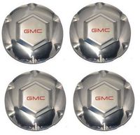 REPLACEMENT PART: 4pcs. 2002 03 04 05 06 07 GMC ENVOY 17 6 SPOKE POLISHED WHEEL CENTER CAPS SET by Replacement