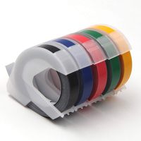 Replace for Plastic DYMO 3D Embossing Tapes Compatible for DYMO Embossed Label Makers 1011 1610 12965, 3/8 inch (9mm) x 9.8 Feet(3m), Black/Red/Blue/Yellow/Green, 5-Pack