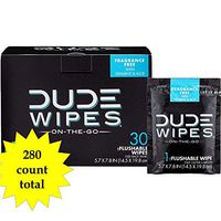 Dude Wipes Flushable Wet Wipes 280 Wipes, Individually Wrapped for Travel, Unscented Wet Wipes with Vitamin-E & Aloe, Septic and Sewer Safe (280 Count Total)
