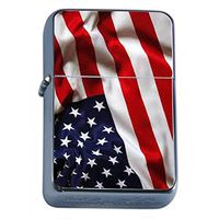 Vintage American Flag Flip Top Oil Lighter D4 Patriotic Freedom American Heroes Veterans
