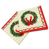 UPKOCH 100pcs Christmas Napkins Disposable Party Napkins Wreath Printed Paper Towel Facial Tissue Dinner Party Decorations