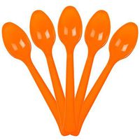 JAM PAPER Premium Utensils Party Pack - Plastic Spoons - Orange - 48 Disposable Spoons/Pack