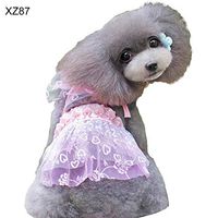 HotMall-US Pet Skirt, Multi-Layer Lace Ribbon Fold Belt Halter Pet Dress Adjustable Summer Dog Outfit Pink Size 5