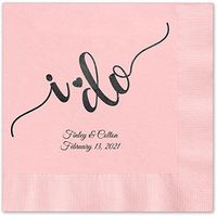 Canopy Street I do Calligraphy Personalized Luncheon Napkins - 100 Blush Pink Paper Coined Napkins with a Choice of foil. 6 1/2'' x 6 1/2'' Folded, Made in The USA