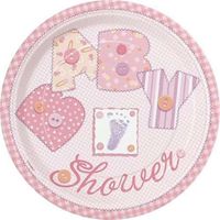 Baby Shower 'Pink Stitching' Large Paper Plates (8ct)
