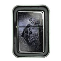 Windproof Refillable Oil Lighter with Tin Gift Box Alien Design-006