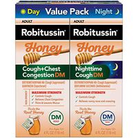 Robitussin Honey Adult Cough + Chest Congestion DM Maximum Strength Liquid & Robitussin Honey Adult Nighttime Cough DM Maximum Strength Liquid Value Pack (2-4 fl. oz. Bottles)