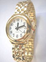 Ladies Deluxe Talking Wrist Watch Gold Tone with Bracelet Band for Low Vision or Blind