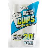 DART Container DCC16FP20 20 Count 16 Ounce White Foam Cup, 16 oz