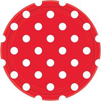 Red Dots Round Plates | 8 Ct. | 9"