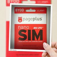 Page Plus Cellular 4g LTE Nano Sim Card Starter Kit for Verizon Iphone 5c HTC One M8 Iphone 6+