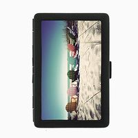 Perfection In Style Black Color Metal Cigarette Case Vintage Beach Design 001