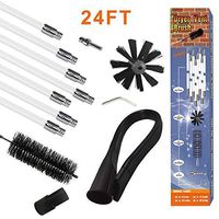 Flexible Dryer Vent Cleaning Kit with Creative Crevice Tool, 24 Feet Drill-Powered Rotating Lint Remover - Synthetic Brush Head Quick Snap Locking Rods(24 feet)