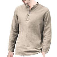 Shirt for Boy Polo, Men's Heavyweight Long Sleeve Thermal Crew Neck Top Khaki