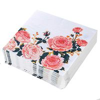 HAPRAY Vintage Floral Cocktail Napkins - 100-Pack Disposable Napkins with Flower pattern, 3-Ply, Baby Shower Wedding Birthday Party Supplies, Folded 6.5 x 6.5 Inches