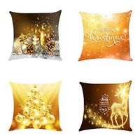 Indexshop Golden Christmas Throw Pillow Cushion Cover, 18X18 Inch Golden Christmas Balls Silver Pine Tree Branches Decorative Throw Pillow Cover, for Home Sofa Bedding (Multicolor)
