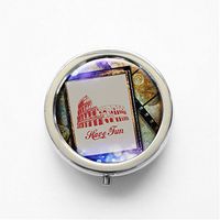 RhyNSky Ancient Rome Arena Mini Portable Pocket Pill Box Case Holder for Purse, 3 Compartments, Silvery, FS578