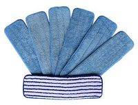Microfiber Mop Pads 18 inch Flat Mop Velcro Style Mop Frame, 6 Pack plus FREE SCRUBBER PAD, Mop Head Replacement, Reusable Replacement Mop Pads, Use for Wet or Dry Floor Cleaning by IdaSmart