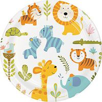 Creative Converting 324577 96 Count Sturdy Style Dinner/Large Paper Plates, Happi Jungle
