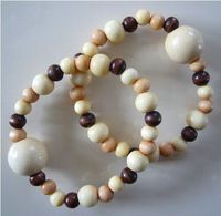 Queasy Beads® ~ Two (2) Authentic Stylish Motion Sickness Anti Nausea Acupressure Bracelets in Vanilla Sundae ~ Genuine, High Quality Light, Medium & Dark Wood Beads for Fashionable Nausea Relief