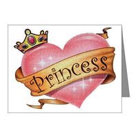 Note Card Princess Crowned Pink Heart