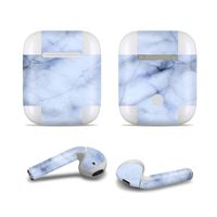 Masino Bluetooth Headset Protective Sticker Protector Decal Skin Cover for Apple AirPods 2 & 1 with Charging Case, NOT Compatible with AirPods 2 Wireless Charging Case (Marble Light Blue)