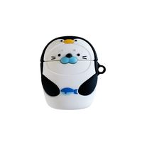 ICI-Rencontrer 3D Cute Distinctive Seal Face Penguin Design Airpods Case Kids Girls Women Fun Animal Wireless Charging Earphone Soft Silicone Shockproof Protector Hook