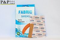 Band Aid Sterile 3/4" x 3" Flexible Fabric Self Adhesive Bandages with Non-Stick Pad for Wound Care and First Aid by P&P MEDICAL SURGICAL Skin Color Box of 100
