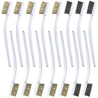 15 pieces Scratch Brush (Copper Wire + Copper Plating Wire + Stainless Steel Wire), AFUNTA Curved Handle Masonry Wire Brush Set Bristle for Cleaning Welding Slag and Rust, 5 pcs Per Type