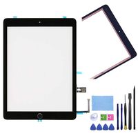 FeiyueTech Black iPad 6th Gen 2018 A1893 A1954 Touch Screen Digitizer Replacement Front Glass Assembly -Includes Home Button+Camera Holder+PreInstalled Adhesive + Tools kit