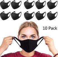 YUSONGIRL 10 Pack Fashion Face Masks Unisex Washable Reusable Black Cotton Mouth Masks Protection from Dust Pollen Pet Dander (Black)