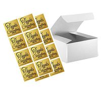 12pk 4 x 4 x 2" White Gift Candy & Party Favor Boxes with Thank You for Celebrating with Us Stickers