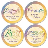 Faithful Words Envelope Seals - Set of 144 (4 Designs) Self-Adhesive, Flat-Sheet, 1-1/2" Sticker Seals, By Colorful Images