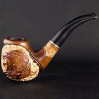6.1'' 'Lion' Carved wooden smoking pipe. WORLDWIDE shipping.