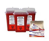 Oakridge Sharps Container - 1 Quart (Pack 3) Plus 100 Sterile Wipes